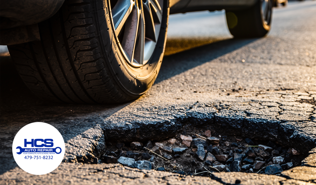 Don’t Wait: Hitting A Pothole or Curb Can Ruin Alignment Fast 1 HCS Auto Repair Rogers AR dont wait pothole curb hit ruins alignment fast get checked out